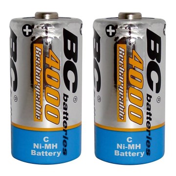 2 pcs Rechargeable battery NiMH C 4000 mAh 1,2V