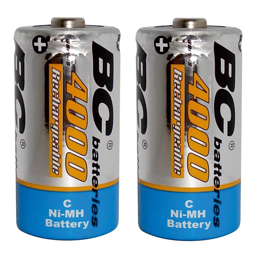 2 pcs Rechargeable battery NiMH C 4000 mAh 1,2V