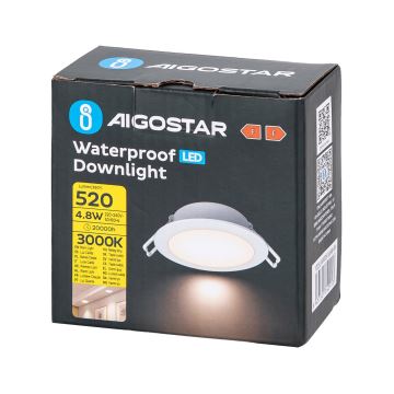 Aigostar - LED Bathroom recessed light LED/4,8W/230V 3000K white IP65