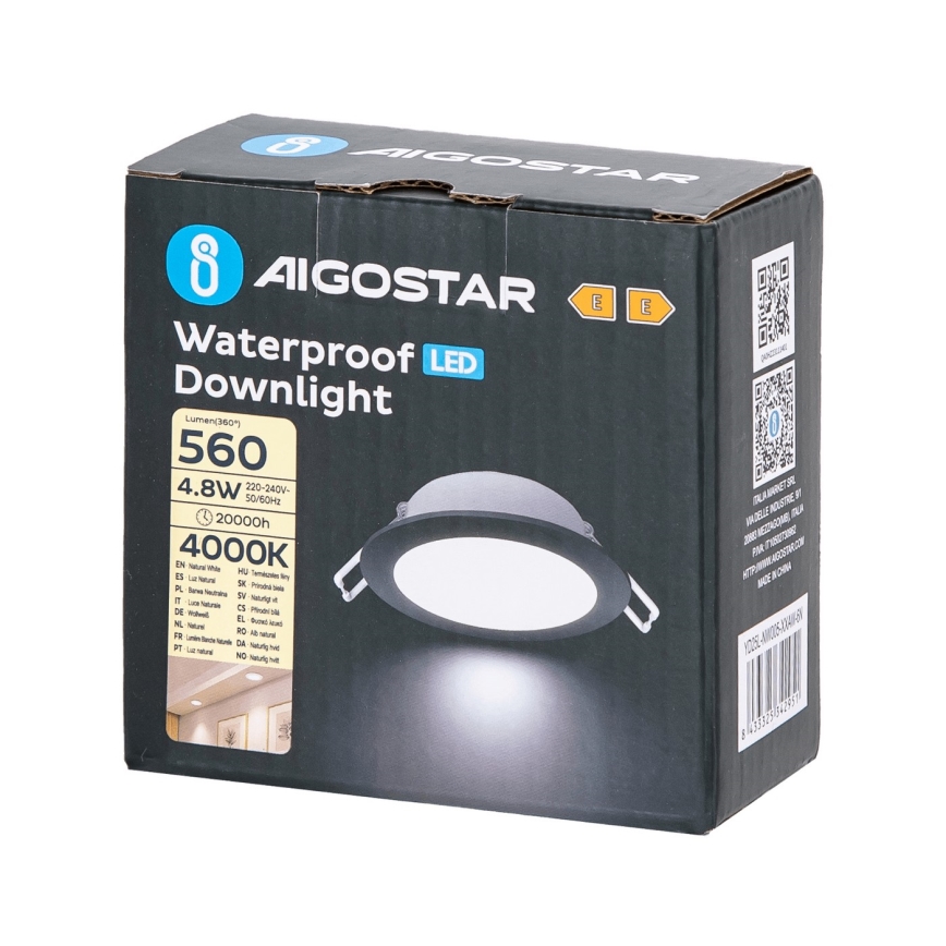 Aigostar - LED Bathroom recessed light LED/4,8W/230V 4000K black IP65