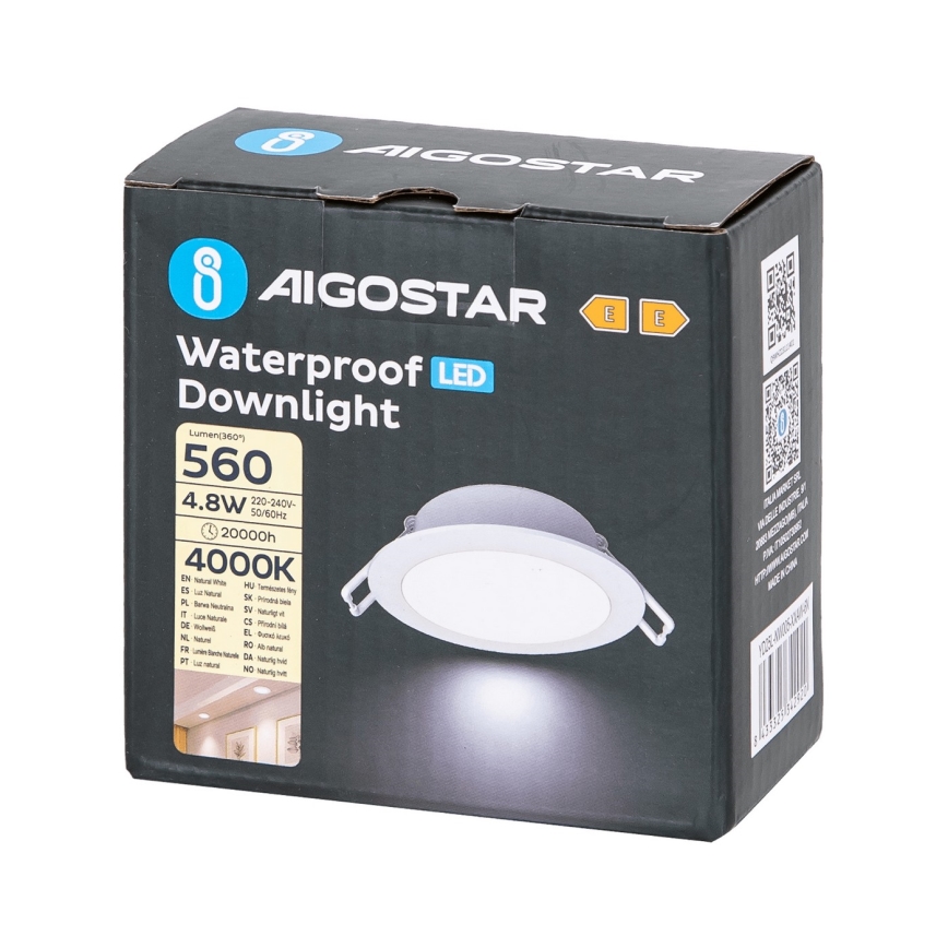 Aigostar - LED Bathroom recessed light LED/4,8W/230V 4000K white IP65