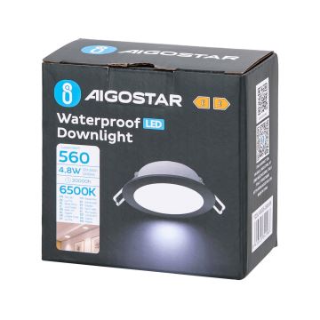 Aigostar - LED Bathroom recessed light LED/4,8W/230V 6500K black IP65