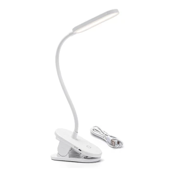 Aigostar - LED Dimmable rechargeable table lamp with clip LED/2,5W/5V 1200mAh white