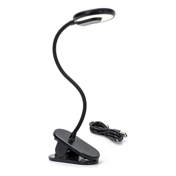 Aigostar - LED Dimmable rechargeable table lamp with clip LED/3W/5V 1800mAh black