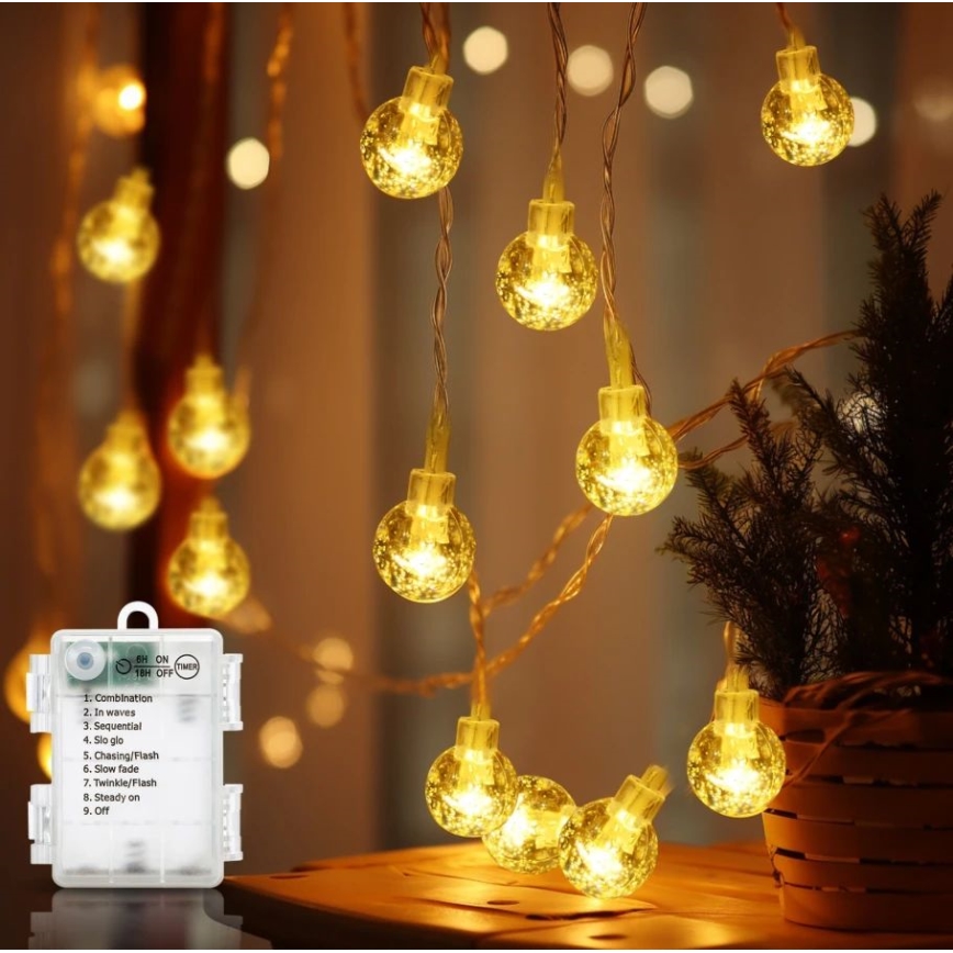 Aigostar - LED Outdoor Christmas chain 100xLED/3xAA/8 functions 10,3 m IP44 warm white