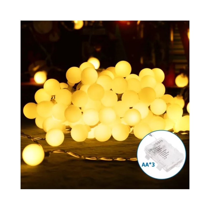 Aigostar - LED Outdoor Christmas chain 100xLED/3xAA/8 functions 10,3 m IP44 warm white