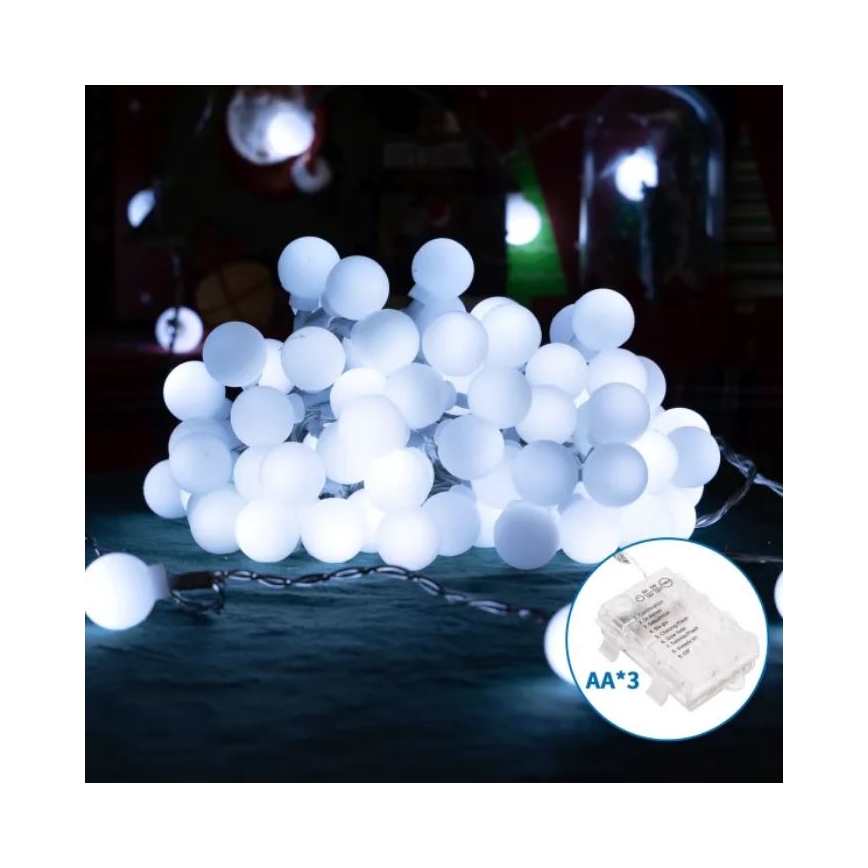 Aigostar - LED Outdoor Christmas chain 25xLED/3xAA/8 functions 2,8 m IP44 cool white