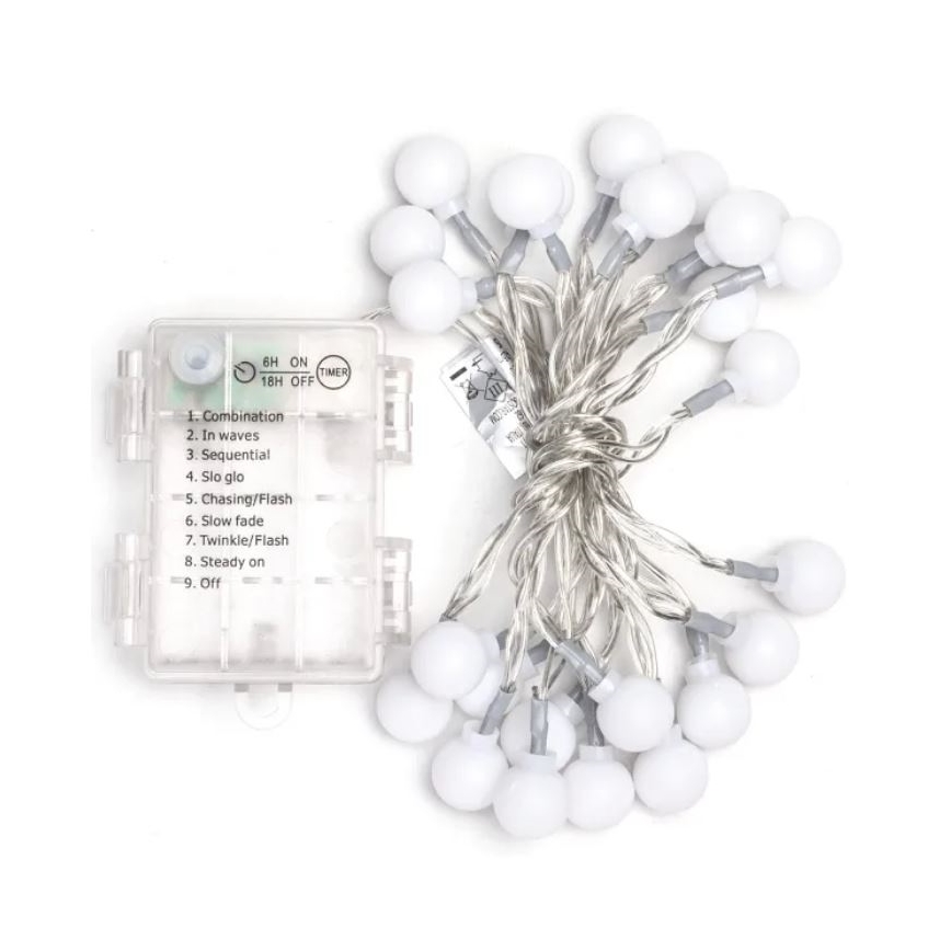 Aigostar - LED Outdoor Christmas chain 25xLED/3xAA/8 functions 2,8 m IP44 cool white