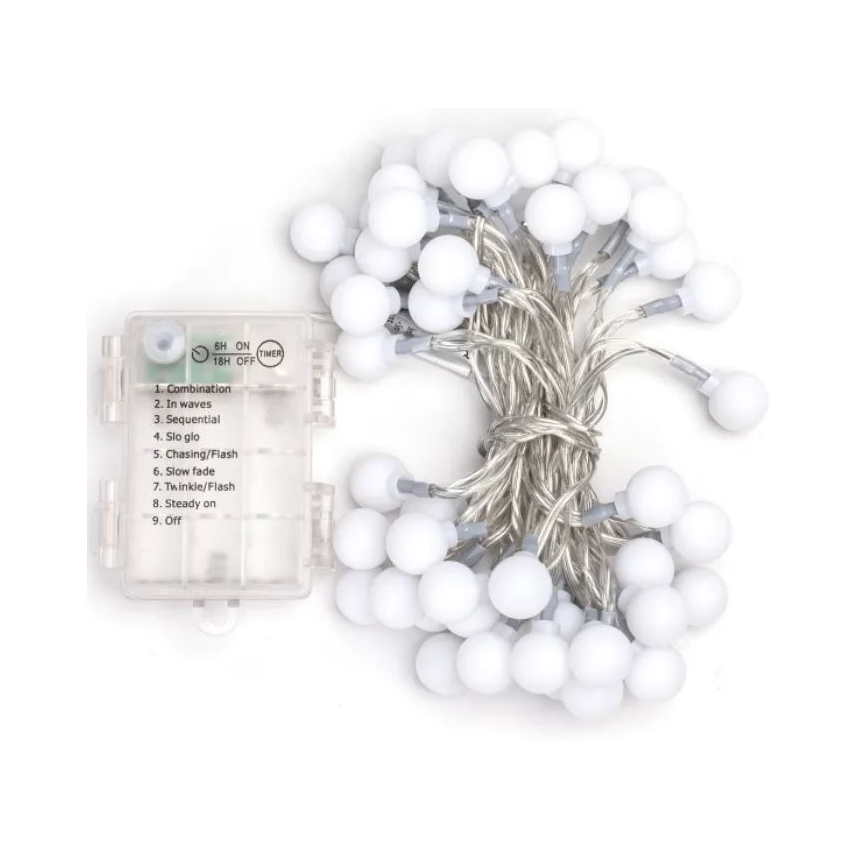 Aigostar - LED Outdoor Christmas chain 50xLED/3xAA/8 functions 5,3 m IP44 cool white