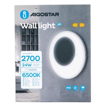 Aigostar - LED Outdoor wall light LED/24W/230V 6500K IP65 black