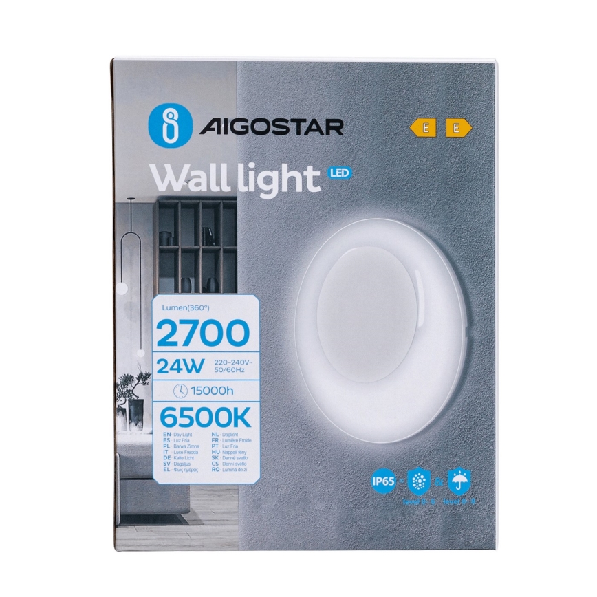 Aigostar - LED Outdoor wall light LED/24W/230V 6500K IP65 white