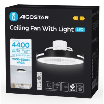 Aigostar - LED RGB Dimmable ceiling fan LED/40W/230V 2700-6500K + remote control