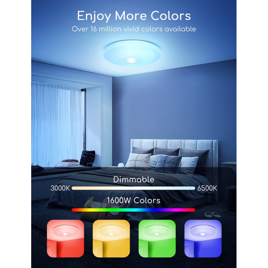 Aigostar - LED RGB Dimmable ceiling light 18W/230V d. 34 cm Wi-Fi