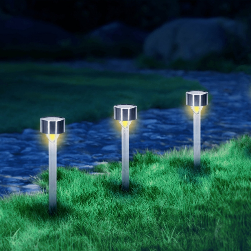 Aigostar - LED Solar lamp LED/0,006W/1,2V 32cm chrome 2700K IP44