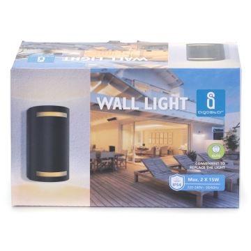 Aigostar - Outdoor wall light 2xGU10/35W/230V black IP54