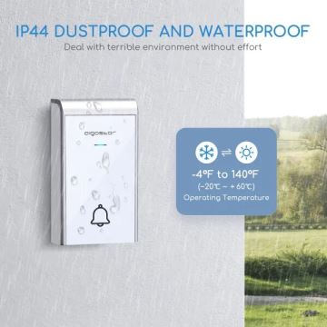 Aigostar - Wireless doorbell 3xAA IP44 white/silver