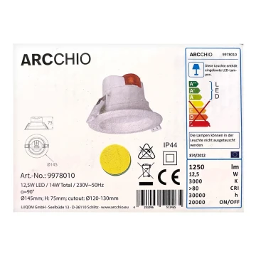 Arcchio - LED Recessed light ARIAN LED/12,5W/230V IP44