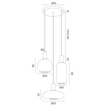 Argon 6323 - Chandelier on a string SAGUNTO PLUS 3xE27/15W/230V black