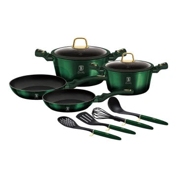 BerlingerHaus - Set of cookware with titanium surface 10 pcs green/black