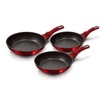 BerlingerHaus - Set of pans with a marble surface 3 pcs red