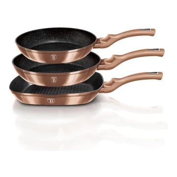 BerlingerHaus - Set of pans with a marble surface 3 pcs rose gold