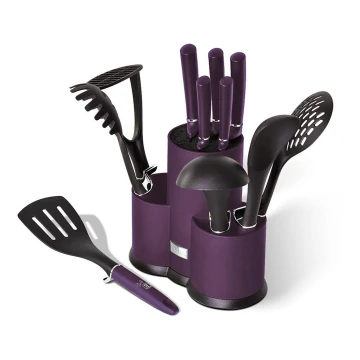 BerlingerHaus - Set of stainless steel knives and kitchen utensils 12 pcs purple/black