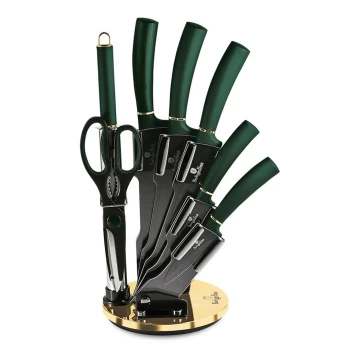 BerlingerHaus - Set of stainless steel knives in a stand 8 pcs green/black