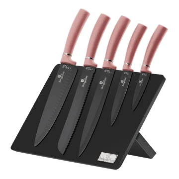 BerlingerHaus - Set of stainless steel knives with magnetic stand 6 pcs stainless steel/rose gold