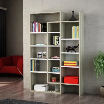 Bookcase BELINDA 139x94 cm white/grey