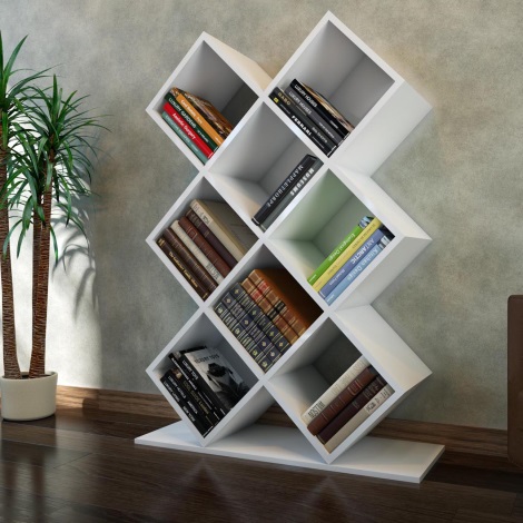 Bookcase KUMSAL 129x90 cm white