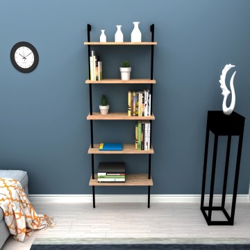 Bookcase TEOS 165x60 cm black/pine atlantic