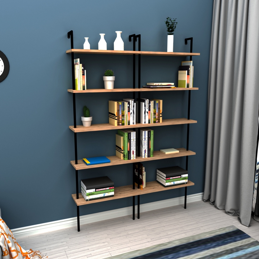 Bookcase TEOS 165x60 cm black/pine atlantic