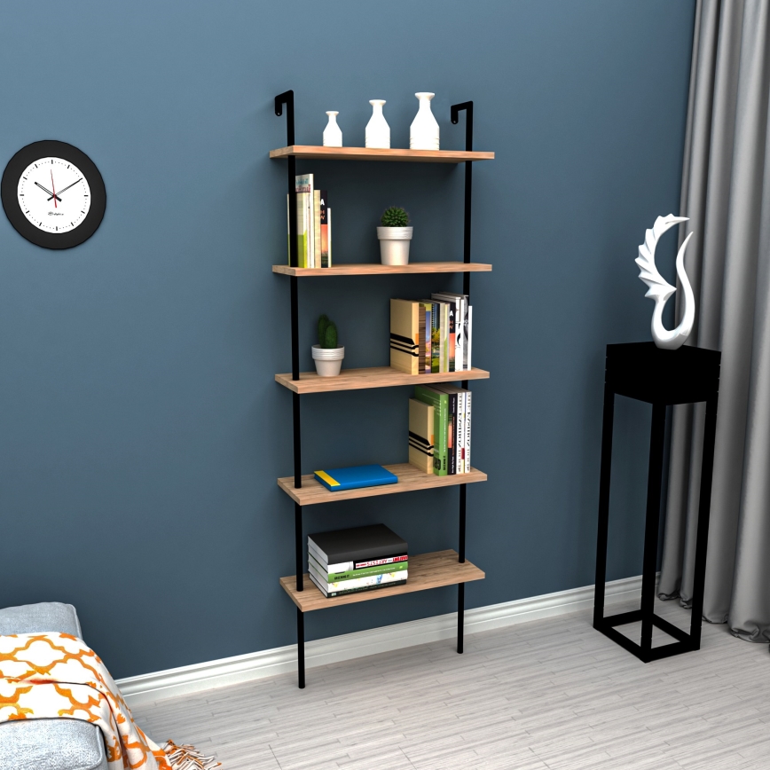 Bookcase TEOS 165x60 cm black/pine atlantic