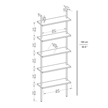 Bookcase TEOS 165x60 cm black/pine atlantic