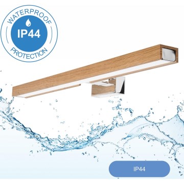 Brilagi - LED Bathroom mirror lighting WOODY MIRROR LED/12W/230V IP44 oak/chrome