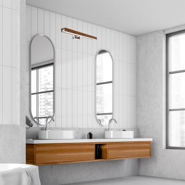 Brilagi - LED Bathroom mirror lighting WOODY MIRROR LED/12W/230V IP44 oak/chrome