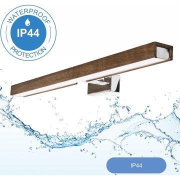 Brilagi - LED Bathroom mirror lighting WOODY MIRROR LED/12W/230V IP44 oak/chrome