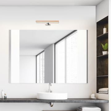 Brilagi - LED Bathroom mirror lighting WOODY MIRROR LED/8W/230V IP44 oak/chrome