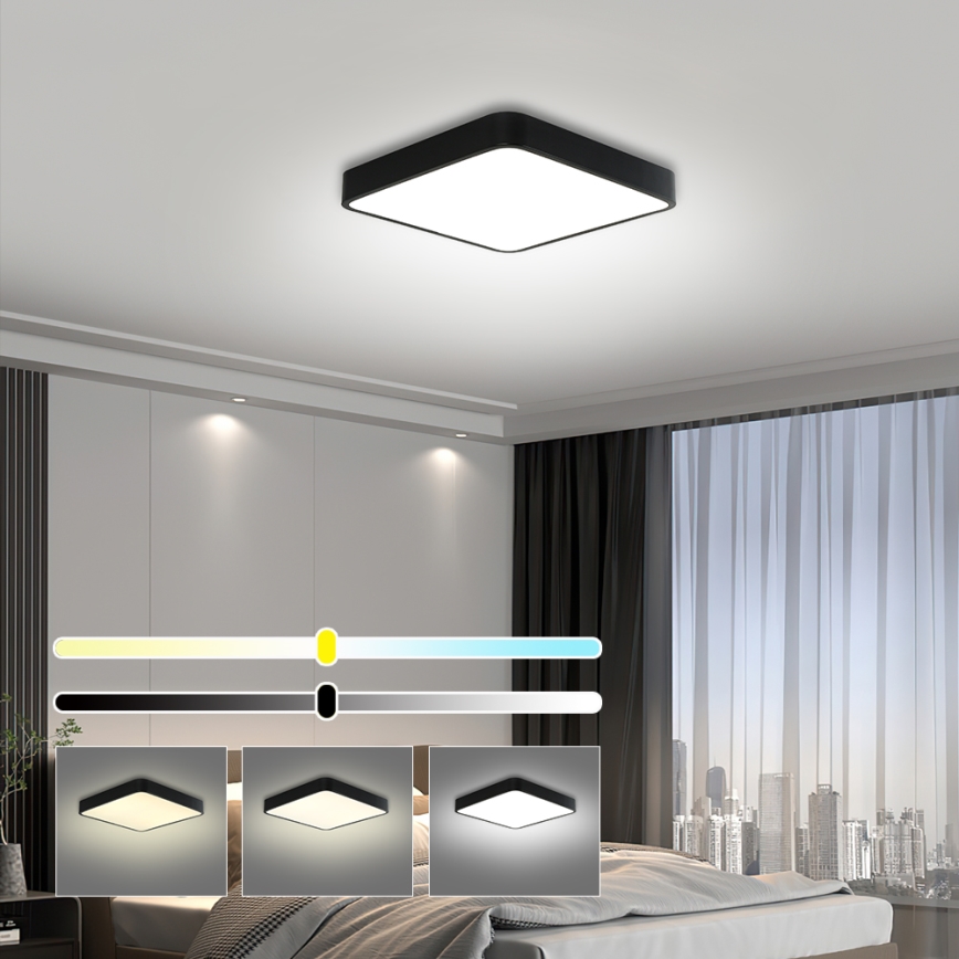 Brilagi - LED Ceiling light POOL LED/36W/230V 3000/4500/6000K 40x40 cm black