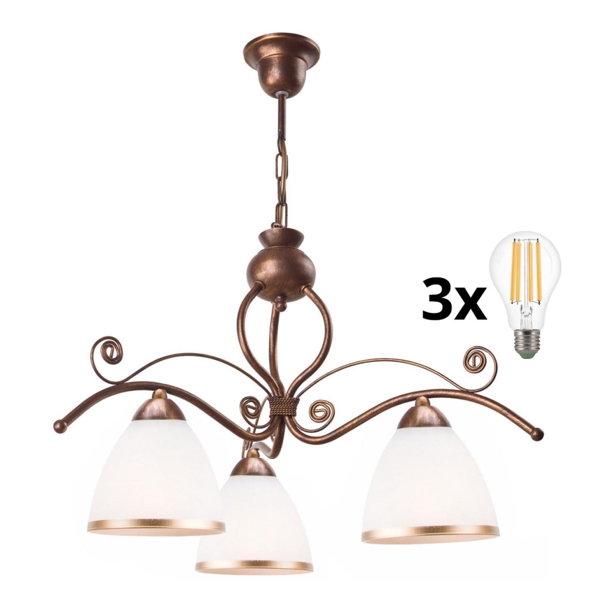 Brilagi - LED Chandelier on a chain ANTICO 3xE27/60W/230V bronze patina