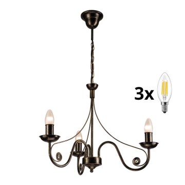 Brilagi - LED Chandelier on a chain STEFANO 3xE14/40W/230V black patina