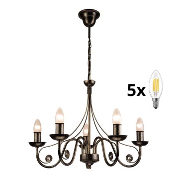 Brilagi - LED Chandelier on a chain STEFANO 5xE14/40W/230V black patina