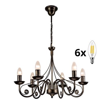 Brilagi - LED Chandelier on a chain STEFANO 6xE14/40W/230V black patina