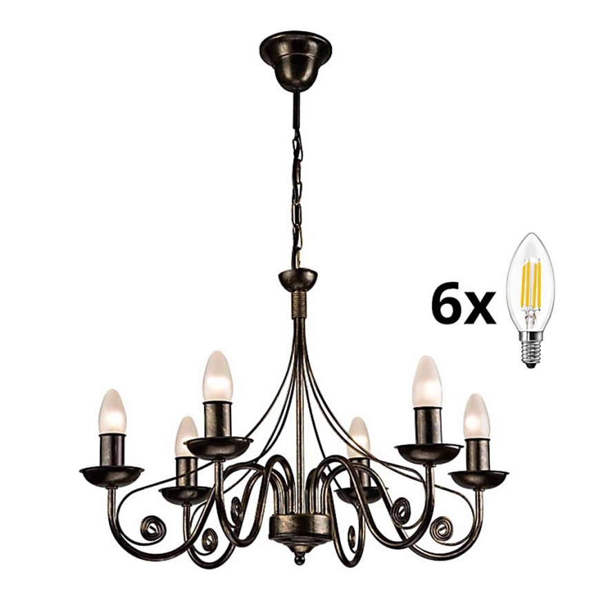 Brilagi - LED Chandelier on a chain STEFANO 6xE14/40W/230V black patina