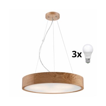 Brilagi - LED Chandelier on a string CARVALHO 3xE27/60W/230V oak d. 47,5 cm