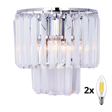 Brilagi - LED Crystal wall light MOZART 2xE14/40W/230V shiny chrome