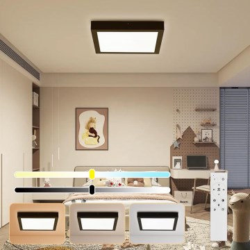 Brilagi - LED Dimmable bathroom ceiling light FRAME SMART LED/24W/230V 30x30 cm 3000-6000K IP44 black + remote control