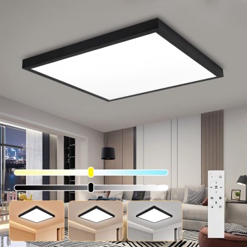 Brilagi - LED Dimmable bathroom ceiling light FRAME SMART LED/50W/230V 60x60 cm 3000-6000K IP44 black + remote control