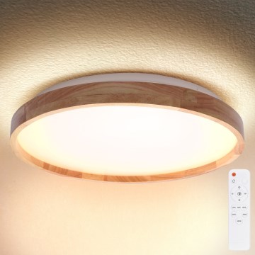 Brilagi - LED Dimmable ceiling light ALSON LED/48W/230V 3000-6500K oak d. 39,5 cm + remote control