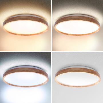 Brilagi - LED Dimmable ceiling light ALSON LED/48W/230V 3000-6500K oak d. 39,5 cm + remote control